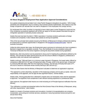 All About Singapore Employment Pass Application Approval Considerations