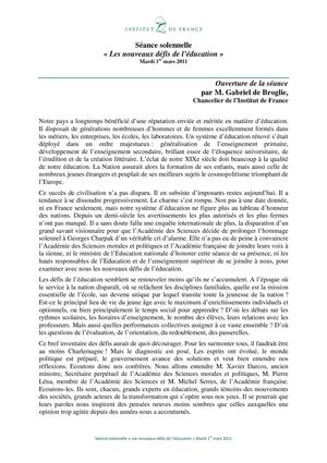 Ouverture par Gabriel de Broglie