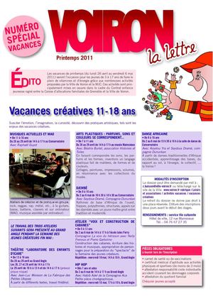 Lettre de Voiron spéciale Vacances Printemps 2011 (1,69 Mo)