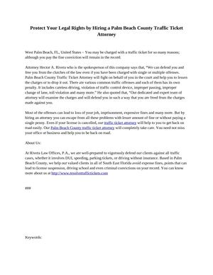 Protect Your Legal Rights by Hiring a Palm Beach County Traffic Ticket Attorney