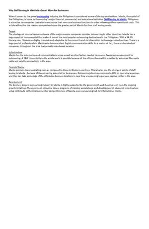 Why Staff Leasing in Manila is a Smart Move for Businesses