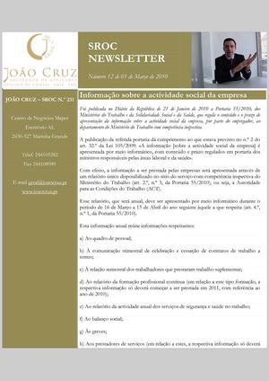 sroc news 12 - Informação sobre a actividade social da empresa