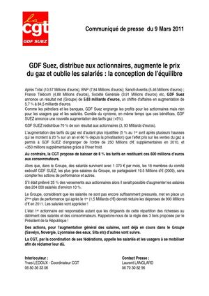 GDF SUEZ: une hausse du prix du gaz injustifiée !