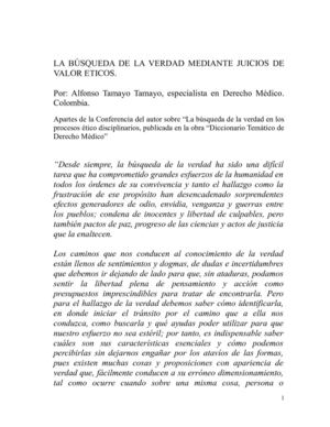 LA BUSQUEDA DE LA VERDAD MEDIANTE JUICIOS DE VALOR ETICOS