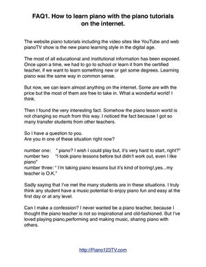 FAQ1. How to learn piano with the piano tutorials  on the internet