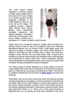 Black Halo 'Bubble Skirt' Featured in InStyle Magazine
