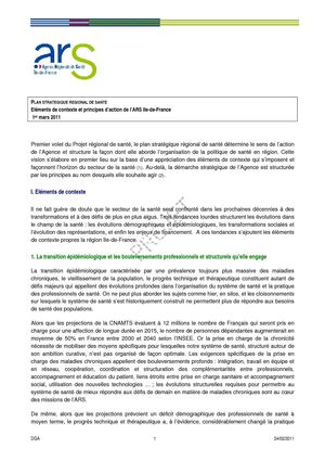 Plan stratégique régional de santé d'Ile-de-France : contexte et principes d’action
