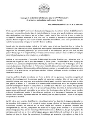 10.03.11 message du dalai Lama