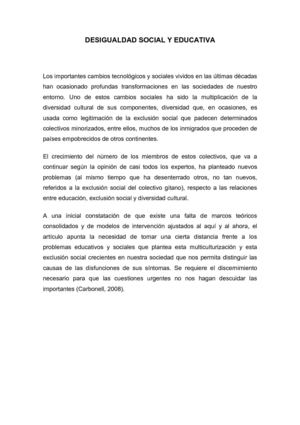 DESIGUALDAD SOCIAL Y EDUCATIVA.