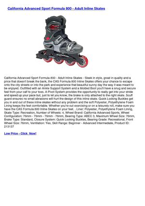 California Advanced Sport Formula 800 - Adult Inline Skates