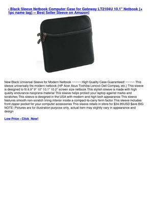 - Black Sleeve Netbook Computer Case for Gateway LT2104U 10.1 Netbook {+ 1pc name tag} -- Best Seller Sleeve on Amazon!