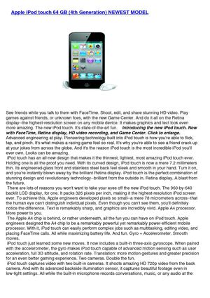 Apple iPod touch 64 GB (4th Generation) NEWEST MODEL