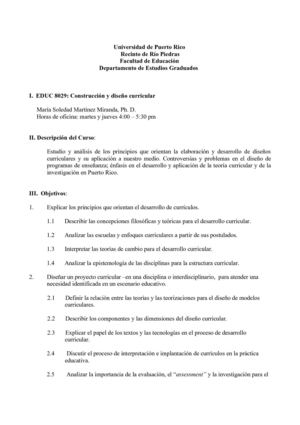Prontuario EDUC 8029: Diseño de Currículo