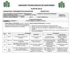 Plan de Aula Fundamentos de Marketing