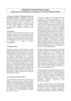 observacion general No 15 sobre el derecho al agua