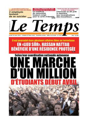 Le Temps d'Algérie Edition du Lundi 14 Mars 2011