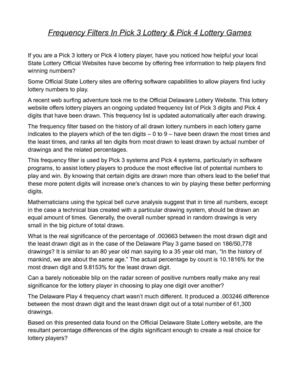 Frequency Filters In Pick 3 Lottery & Pick 4 Lottery Games