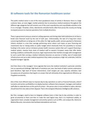 BI software tools for the Romanian healthcare system