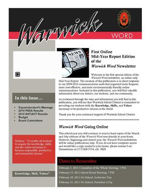 Warwick Word (link and Video)
