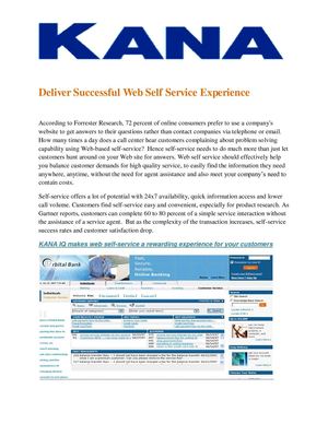 Deliver Successful Web Self Service Experience