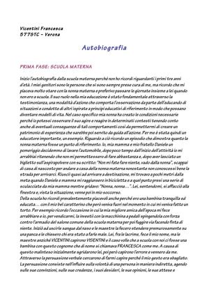 Autobiografia - Elaborato per l'esame di Pedagogia generale