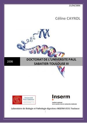 Thèse de doctorat en Physiopathologie moléculaire et cellulaire 2006-Céline CAYROL