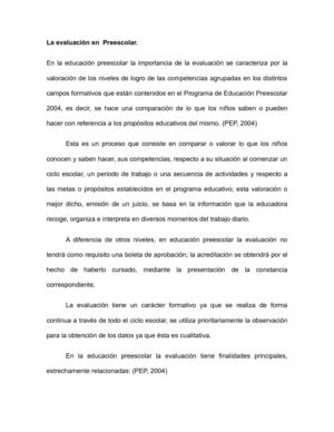 La evaluación en Preescolar