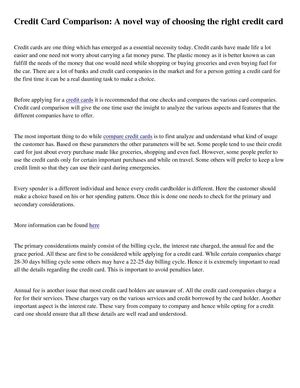 Credit Card Comparison