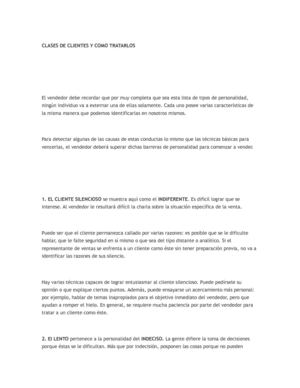 CLASES DE CLIENTES Y COMO TRATARLOS