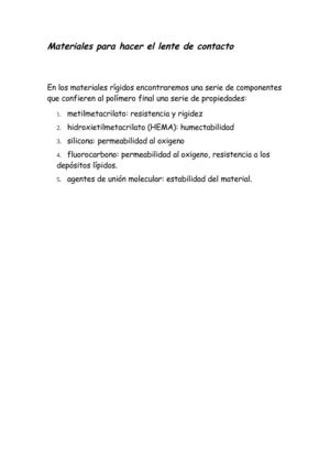 Materiales para hacer el lente de contacto