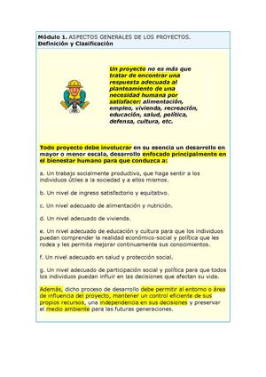 DEFINICION Y CLASIFICACION DE LOS PROYECTOS