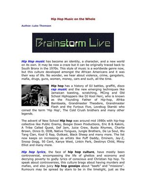 Hip Hop Music on the Whole