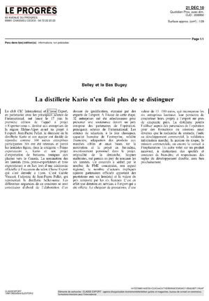 Distinction de la distellerie Kario