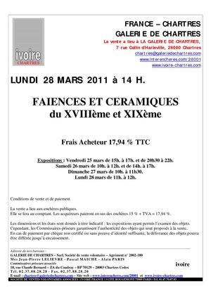 CERAMIQUES : FAIENCES ET PORCELAINES 28-03-2011