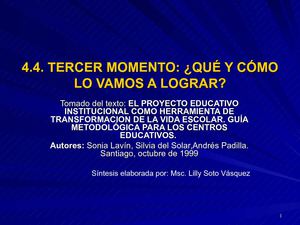 Tercer momento para elaboracion de PEI