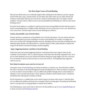 The Three Major Causes of Facial Blushing