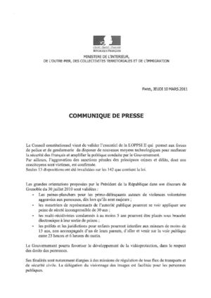 LOPPSI II Ministère de l'Intérieur