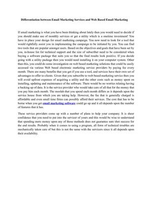 Differentiation between Email Marketing Services and Web Based Email Marketing