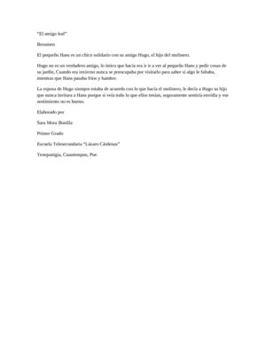 Mi resumen del cuento "El amigo leal"