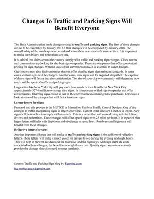Changes To Traffic and Parking Signs Will Benefit Everyone