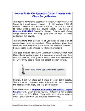 Hoover F5914900 SteamVac Carpet Cleaner with Clean Surge Review