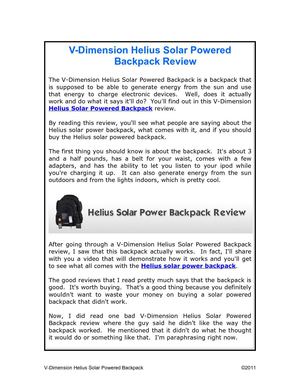 V-Dimension Helius Solar Powered Backpack Review