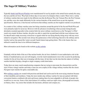 The Saga of Military Watches