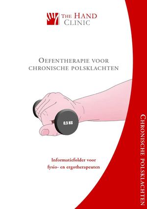 Informatiefolder van The Hand Clinic; Oefentherapie voor chronische polsklachten