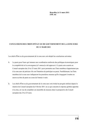 CONCLUSIONS DES CHEFS D'ÉTAT OU DE GOUVERNEMENT DE LA ZONE EURO DU 11 MARS 2011
