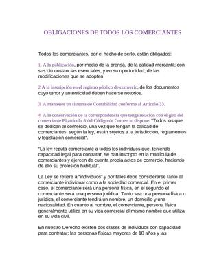OBLIGACION DE LOS COMERCIANTES