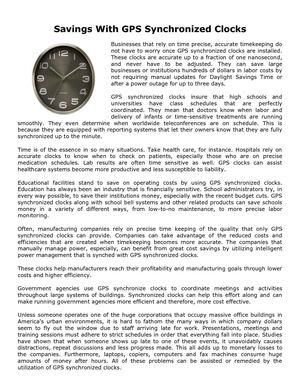 Savings With GPS Synchronized Clocks