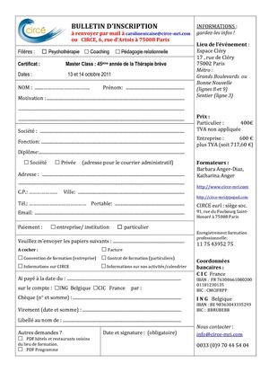 Bulletin d'inscription MasterClass