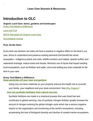 Organic Lawn Care Sources & Resources
