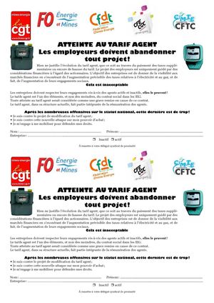 carte pétition tarif agent